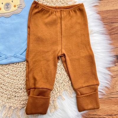 CONJ. DE MALHA 3 PEÇAS - Leãozinho - Azul Claro, Amarelo e Ferrugem